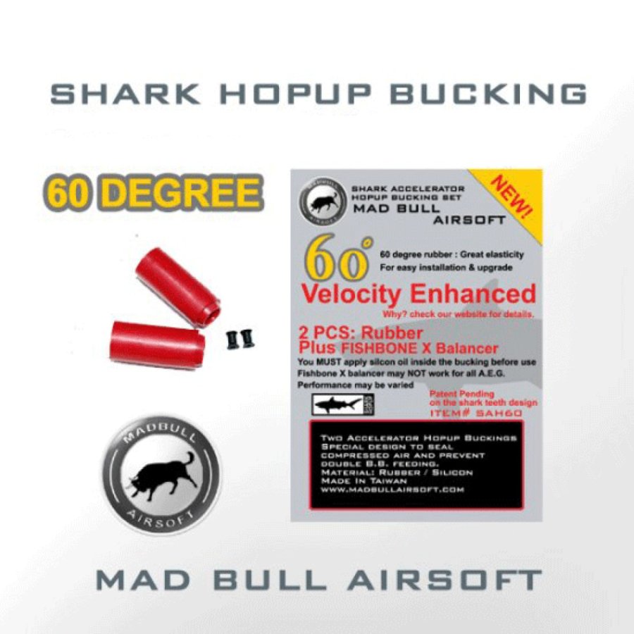 Hop up rubber, shark, bucking 60 degree red, 2 τεμάχια