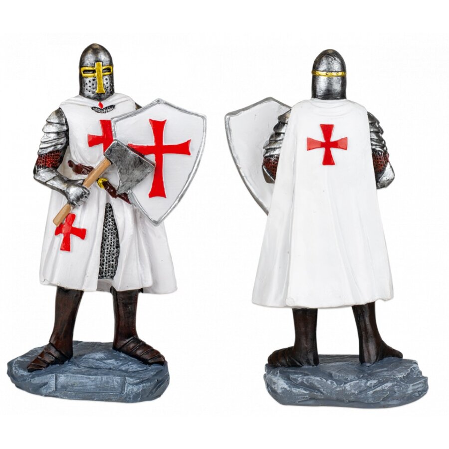 ΦΙΓΟΥΡΑ ΔΙΑΚΟΣΜΗΤΙΚΟ TOLE10  Shield-Axe resin white Templar. 18 cm, 39506