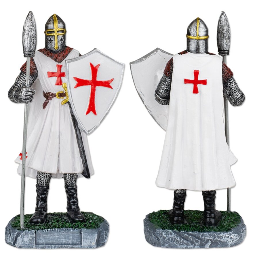 ΦΙΓΟΥΡΑ ΔΙΑΚΟΣΜΙΤΙΚΗ TOLE10, Resin white Templar with spear&shield.12cm