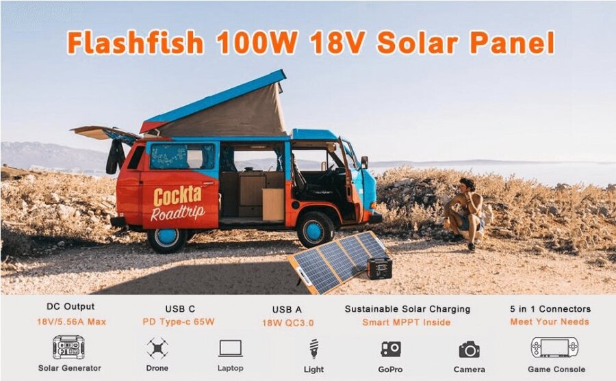Ηλιακό Πάνελ 100 Watt FlashFish φορητό