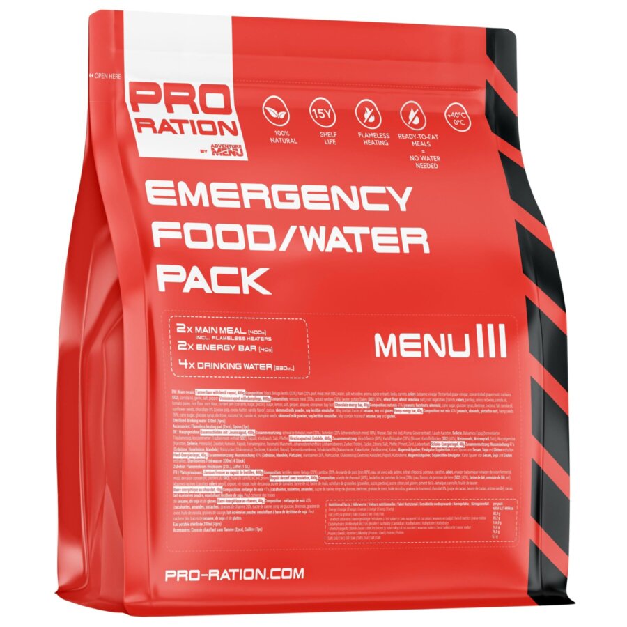 Pro Ration Emergency Food-Water Pack Menu 3 Λήξη σε 15 Ετη