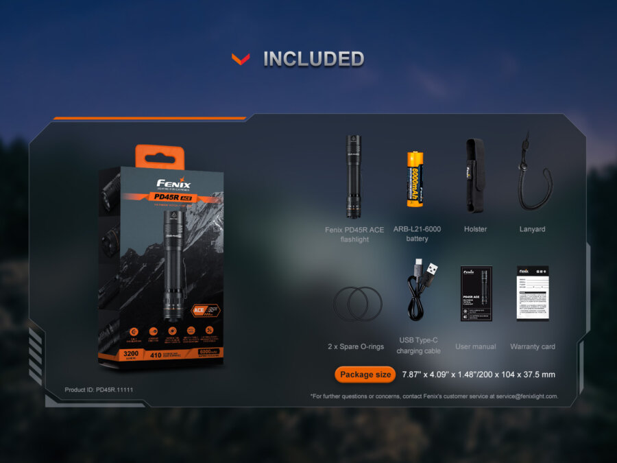 Φακός Fenix PD45R ACE Επαναφορτιζόμενος με USB