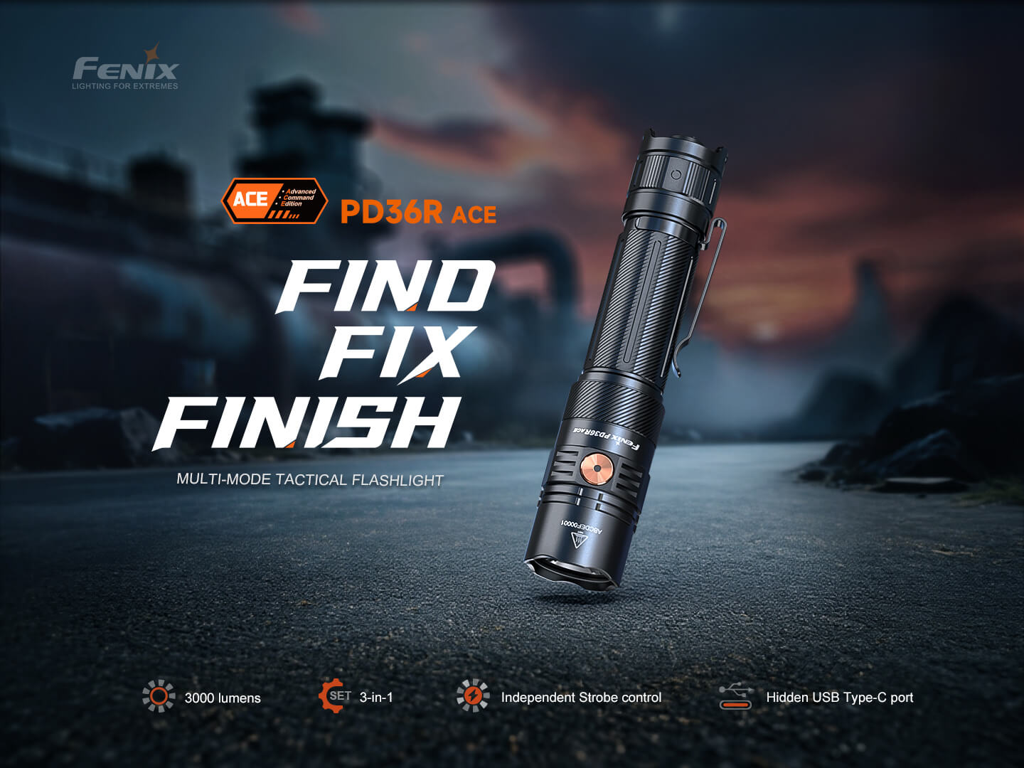 Φακός Fenix PD36R ACE Επαναφορτιζόμενος με USB Φακός Fenix PD36R ACE Επαναφορτιζόμενος με USB