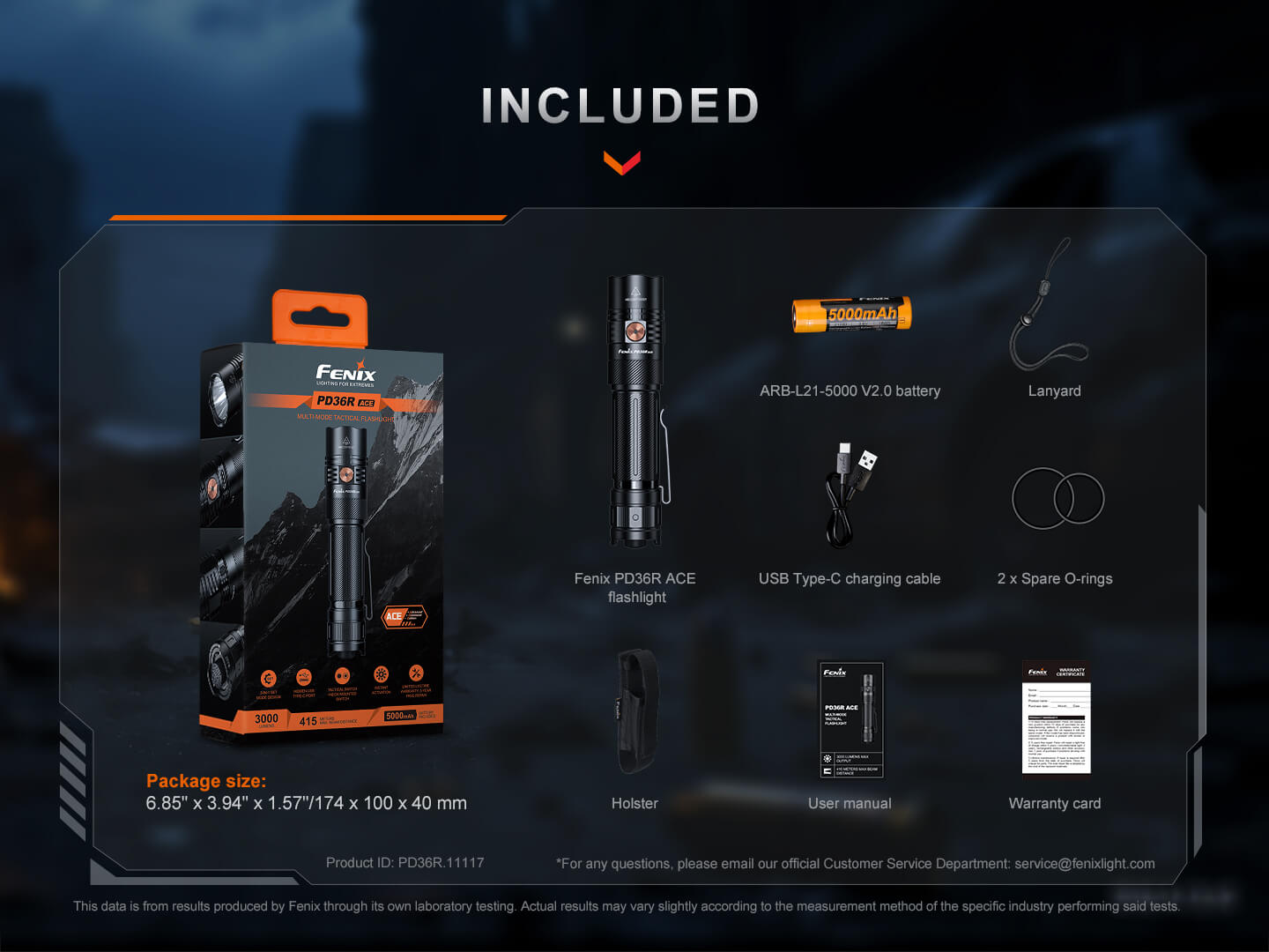 Φακός Fenix PD36R ACE Επαναφορτιζόμενος με USB Φακός Fenix PD36R ACE Επαναφορτιζόμενος με USB